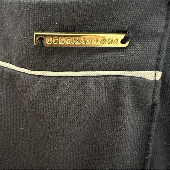 BCBGMAXAZRIA Women's Pajama Set Short Sleeve Notch Collar with Pants-NAVY/WHITE - Picture 5 of 8